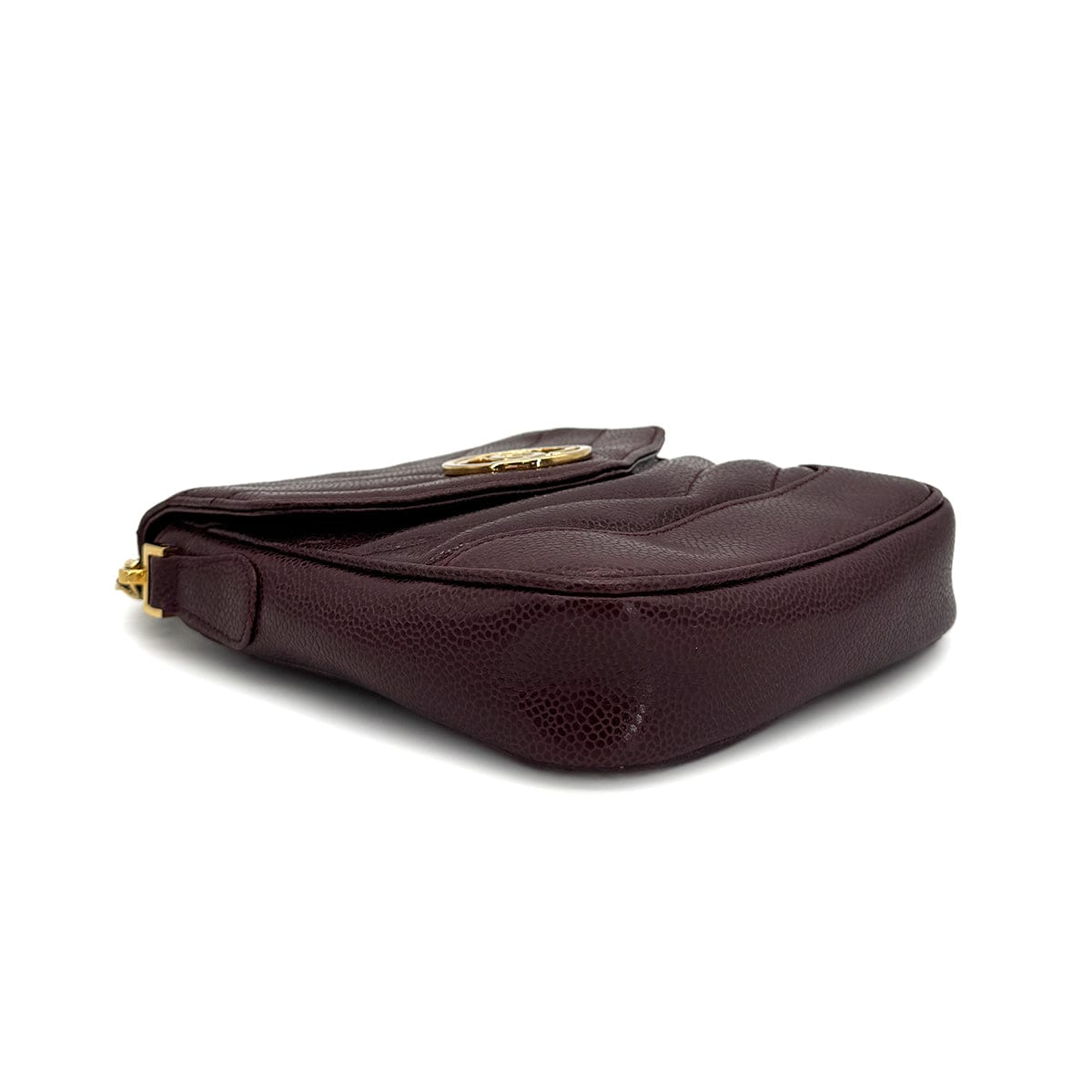 Luxury Promise Japan VINTAGE CHANEL CHEVRON CHAIN SHOULDER BAG BURGUNDY CAVIAR SKIN GOLD HARDWARE 90323193
