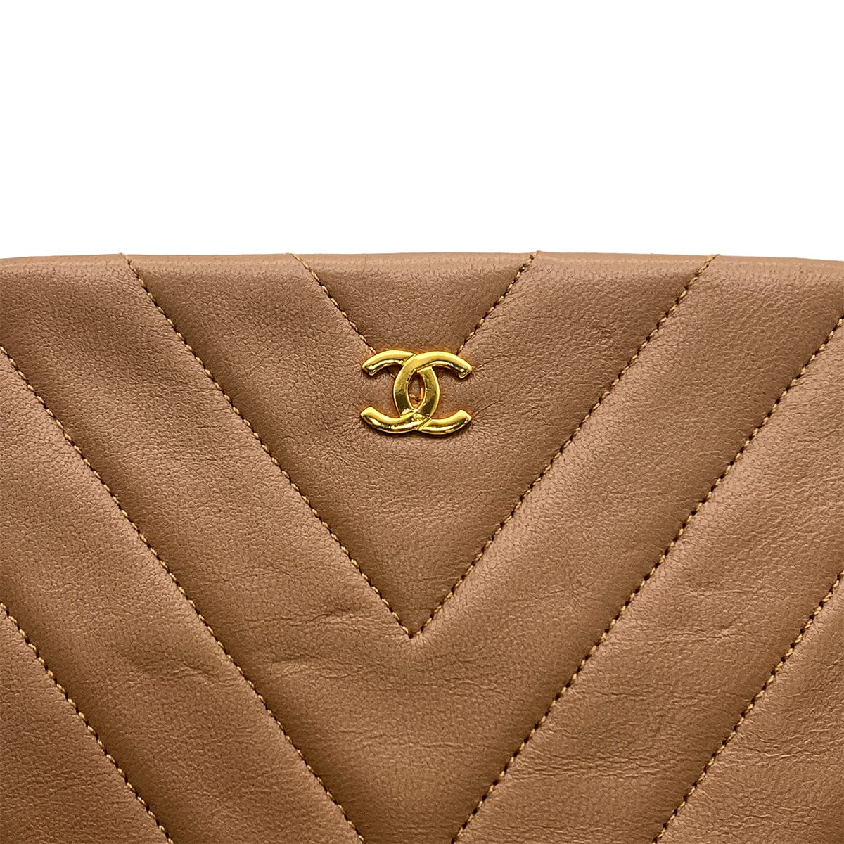 Luxury Promise Japan VINTAGE CHANEL CHEVRON CHAIN SHOULDER BAG CAMEL LAMB SKIN GOLD HARDWARE 90324814