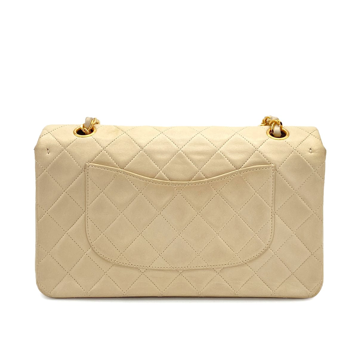 Luxury Promise Japan VINTAGE CHANEL CLASSIC FLAP MEDIUM CHAIN SHOULDER BAG BEIGE LAMB SKIN GOLD HARDWARE 90314339
