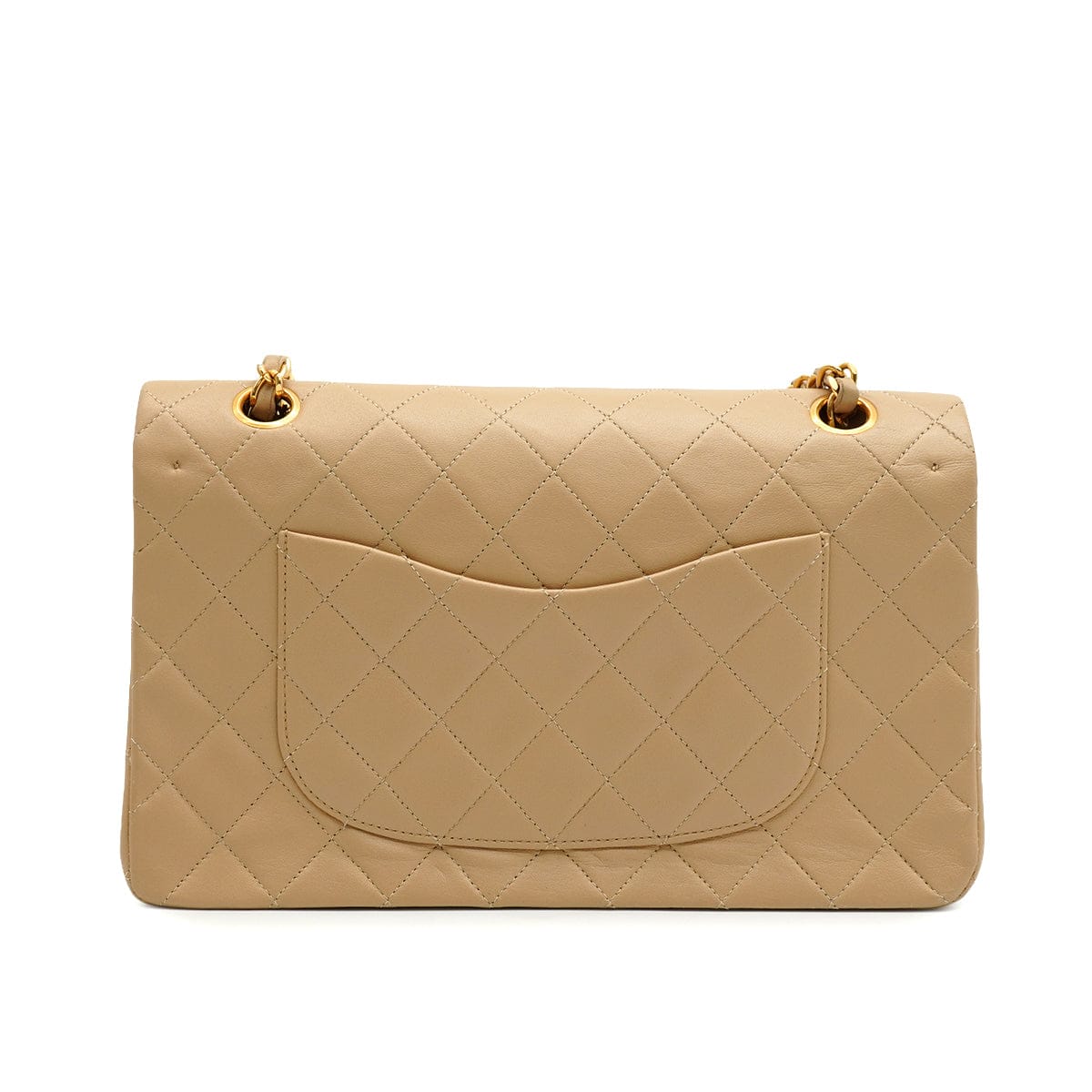 Luxury Promise Japan VINTAGE CHANEL CLASSIC FLAP MEDIUM CHAIN SHOULDER BAG BEIGE LAMB SKIN GOLD HARDWARE 90345501