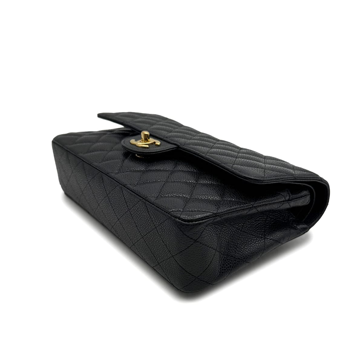 Luxury Promise Japan VINTAGE CHANEL CLASSIC FLAP MEDIUM CHAIN SHOULDER BAG BLACK CAVIAR SKIN GOLD HARDWARE 90313556