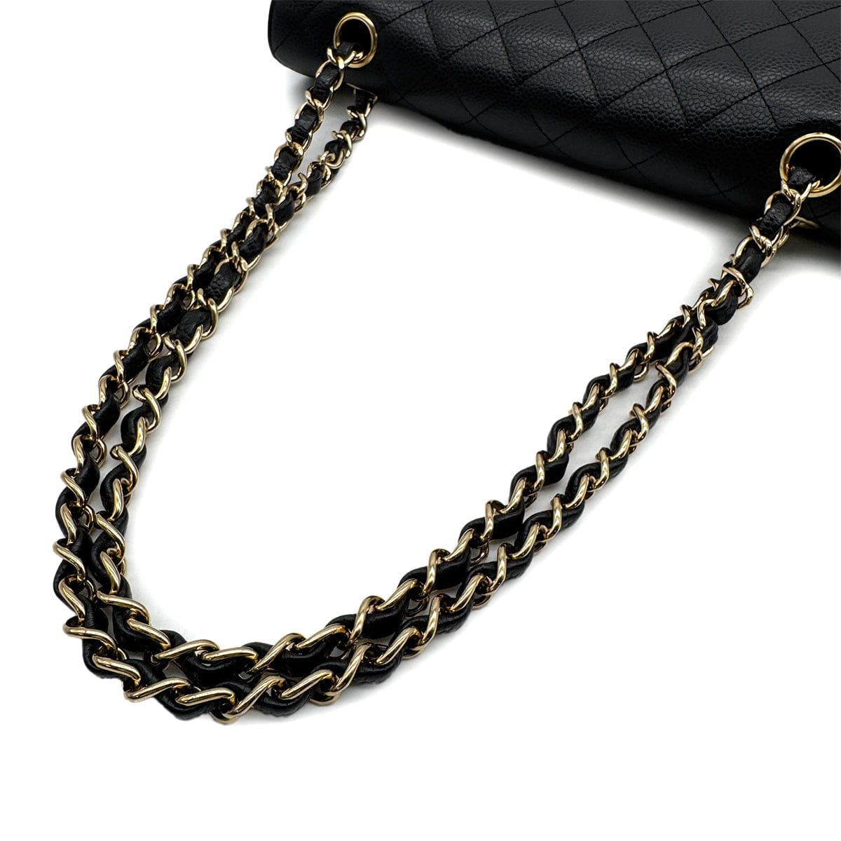 Luxury Promise Japan VINTAGE CHANEL CLASSIC FLAP MEDIUM CHAIN SHOULDER BAG BLACK CAVIAR SKIN GOLD HARDWARE 90313862