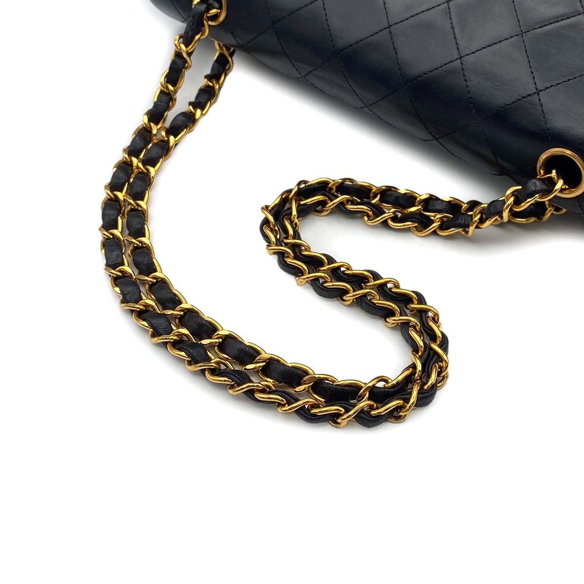Luxury Promise Japan VINTAGE CHANEL CLASSIC FLAP MEDIUM CHAIN SHOULDER BAG BLACK LAMB SKIN GOLD HARDWARE 90313857