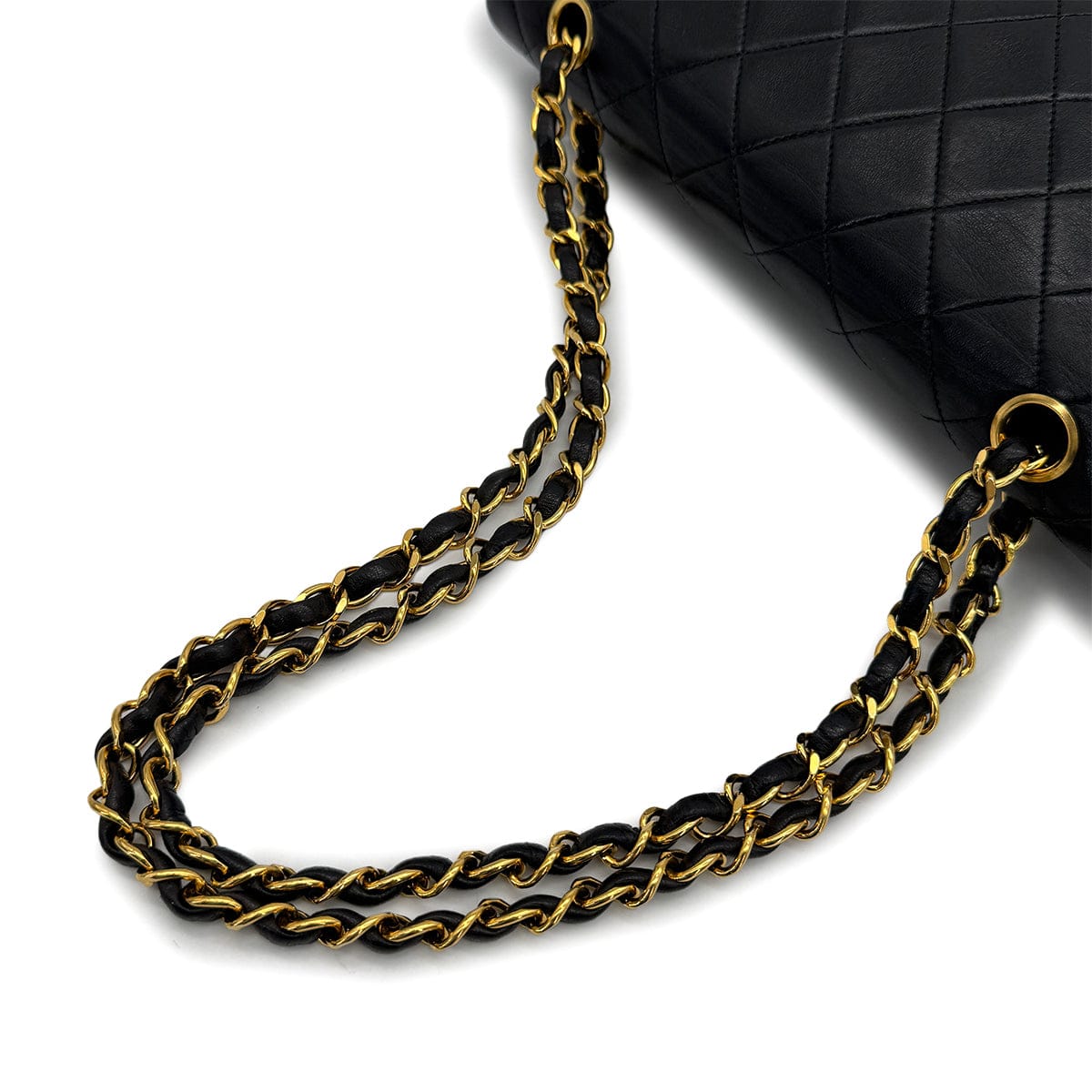 Luxury Promise Japan VINTAGE CHANEL CLASSIC FLAP MEDIUM CHAIN SHOULDER BAG BLACK LAMB SKIN GOLD HARDWARE 90317914