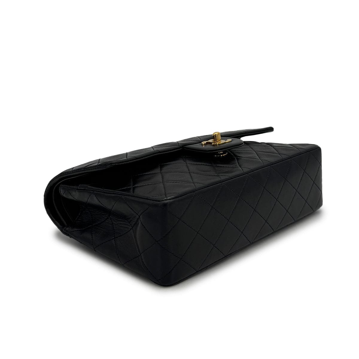 Luxury Promise Japan VINTAGE CHANEL CLASSIC FLAP MEDIUM CHAIN SHOULDER BAG BLACK LAMB SKIN GOLD HARDWARE 90317914