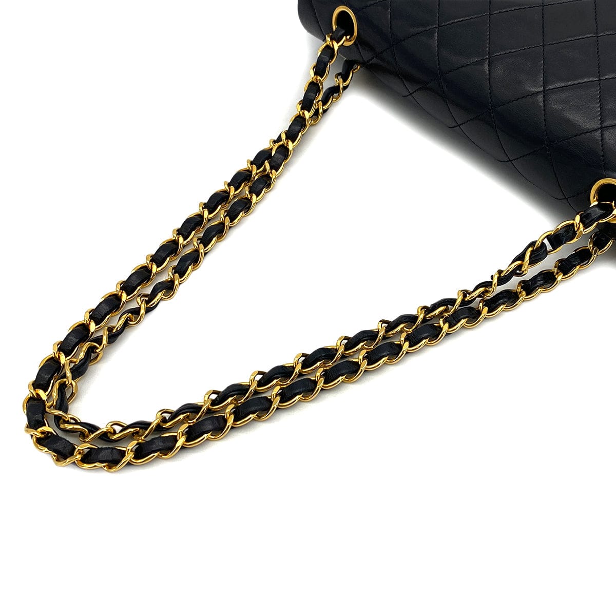 Luxury Promise Japan VINTAGE CHANEL CLASSIC FLAP MEDIUM CHAIN SHOULDER BAG BLACK LAMB SKIN GOLD HARDWARE 90318724