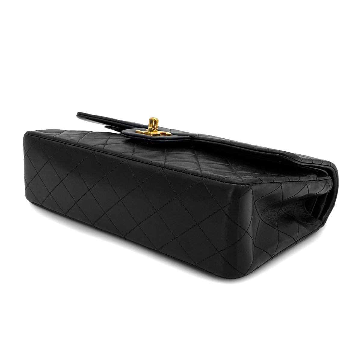Luxury Promise Japan VINTAGE CHANEL CLASSIC FLAP MEDIUM CHAIN SHOULDER BAG BLACK LAMB SKIN GOLD HARDWARE 90318724