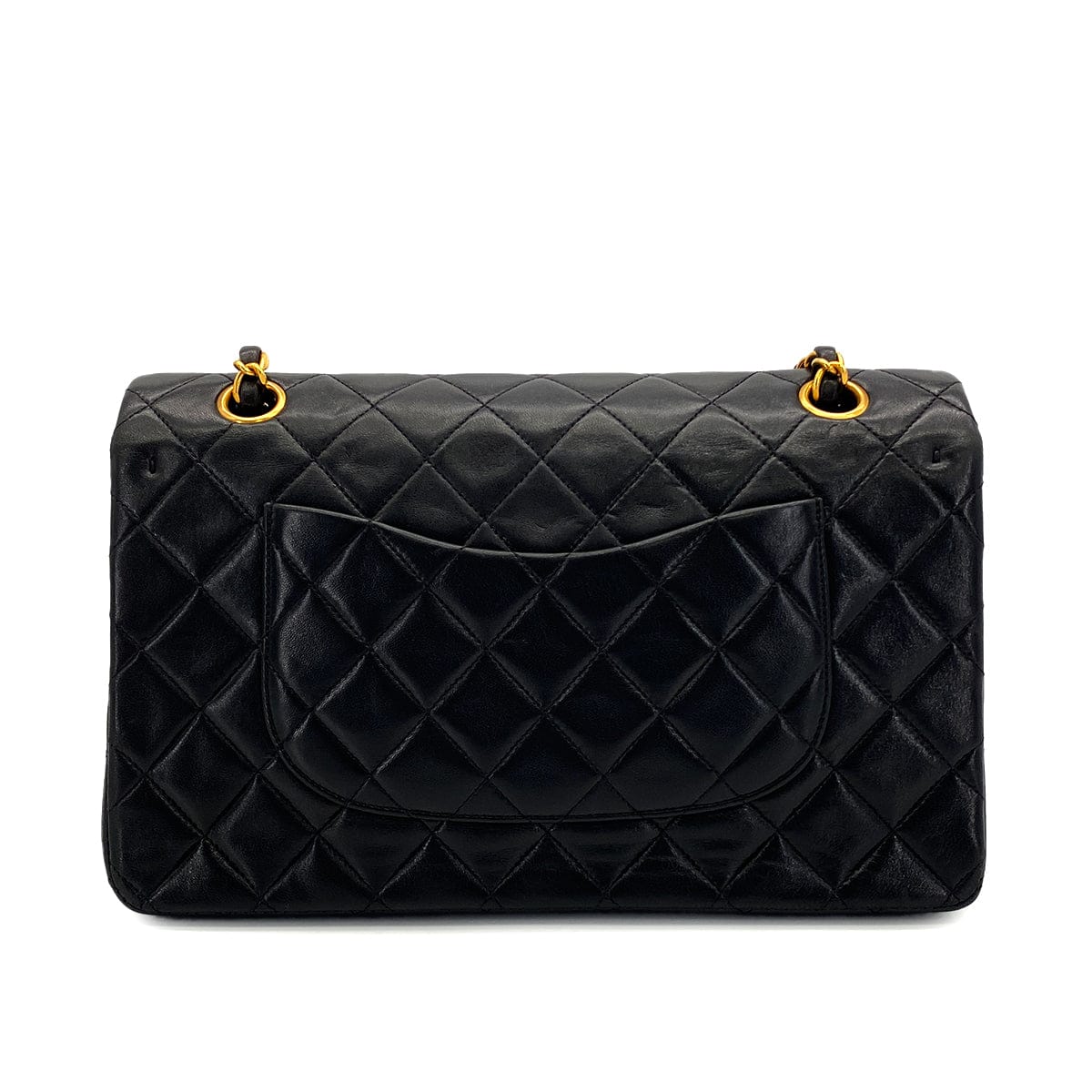 Luxury Promise Japan VINTAGE CHANEL CLASSIC FLAP MEDIUM CHAIN SHOULDER BAG BLACK LAMB SKIN GOLD HARDWARE 90318733