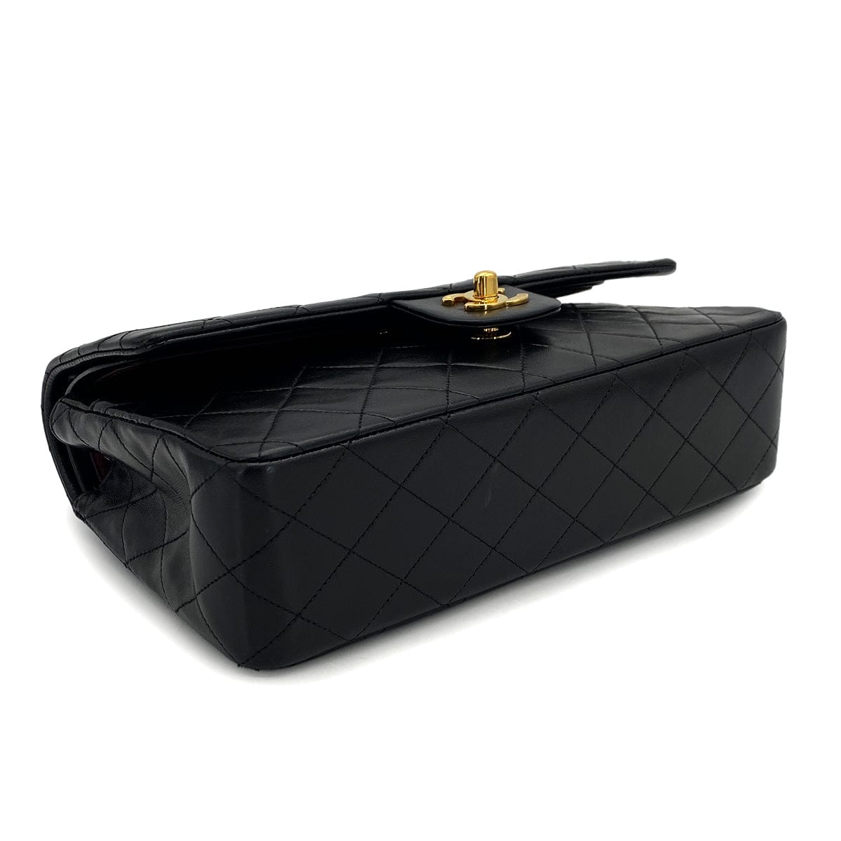 Luxury Promise Japan VINTAGE CHANEL CLASSIC FLAP MEDIUM CHAIN SHOULDER BAG BLACK LAMB SKIN GOLD HARDWARE 90322292