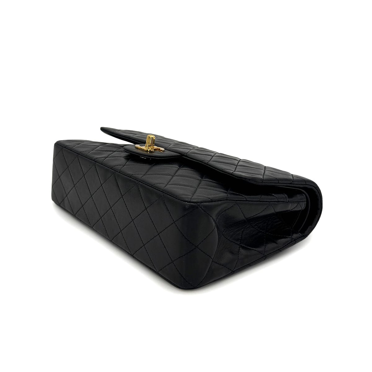 Luxury Promise Japan VINTAGE CHANEL CLASSIC FLAP MEDIUM CHAIN SHOULDER BAG BLACK LAMB SKIN GOLD HARDWARE 90323199
