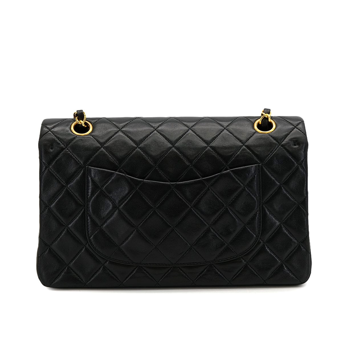 Luxury Promise Japan VINTAGE CHANEL CLASSIC FLAP MEDIUM CHAIN SHOULDER BAG BLACK LAMB SKIN GOLD HARDWARE 90323199