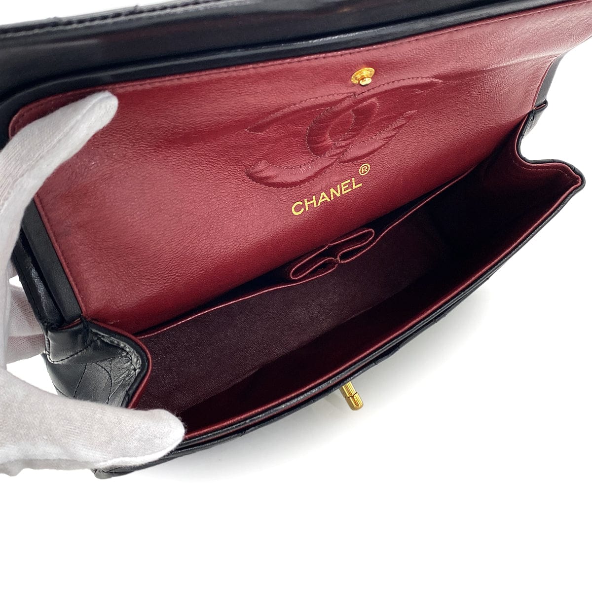 Luxury promise Japan VINTAGE CHANEL CLASSIC FLAP MEDIUM CHAIN SHOULDER BAG BLACK LAMB SKIN GOLD HARDWARE 90324800