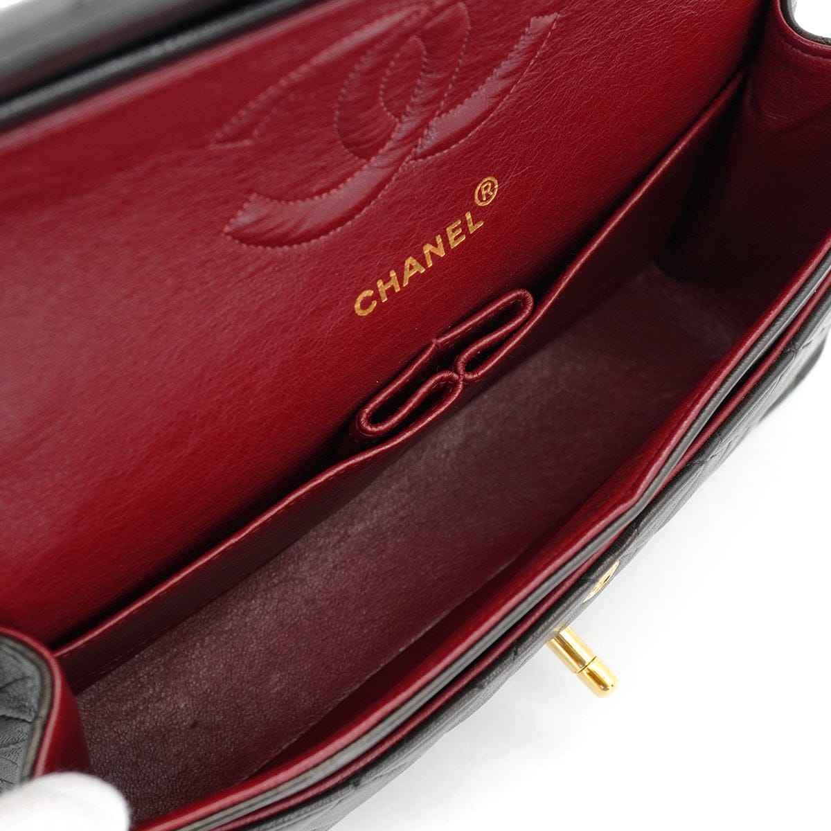 Luxury Promise Japan VINTAGE CHANEL CLASSIC FLAP MEDIUM CHAIN SHOULDER BAG BLACK LAMB SKIN GOLD HARDWARE 90326857