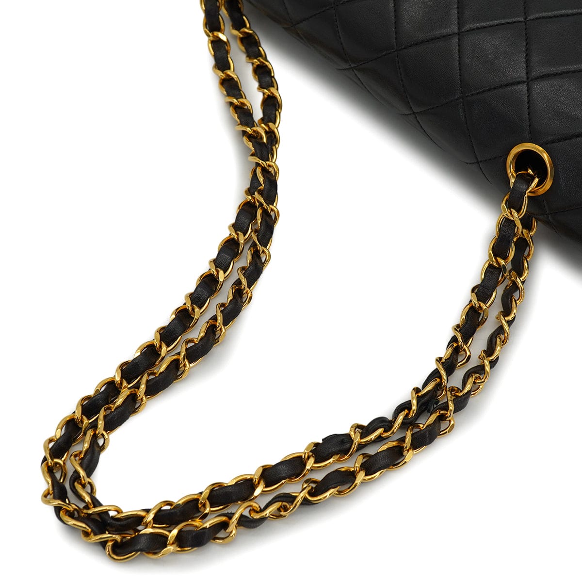 Luxury Promise Japan VINTAGE CHANEL CLASSIC FLAP MEDIUM CHAIN SHOULDER BAG BLACK LAMB SKIN GOLD HARDWARE 90326857