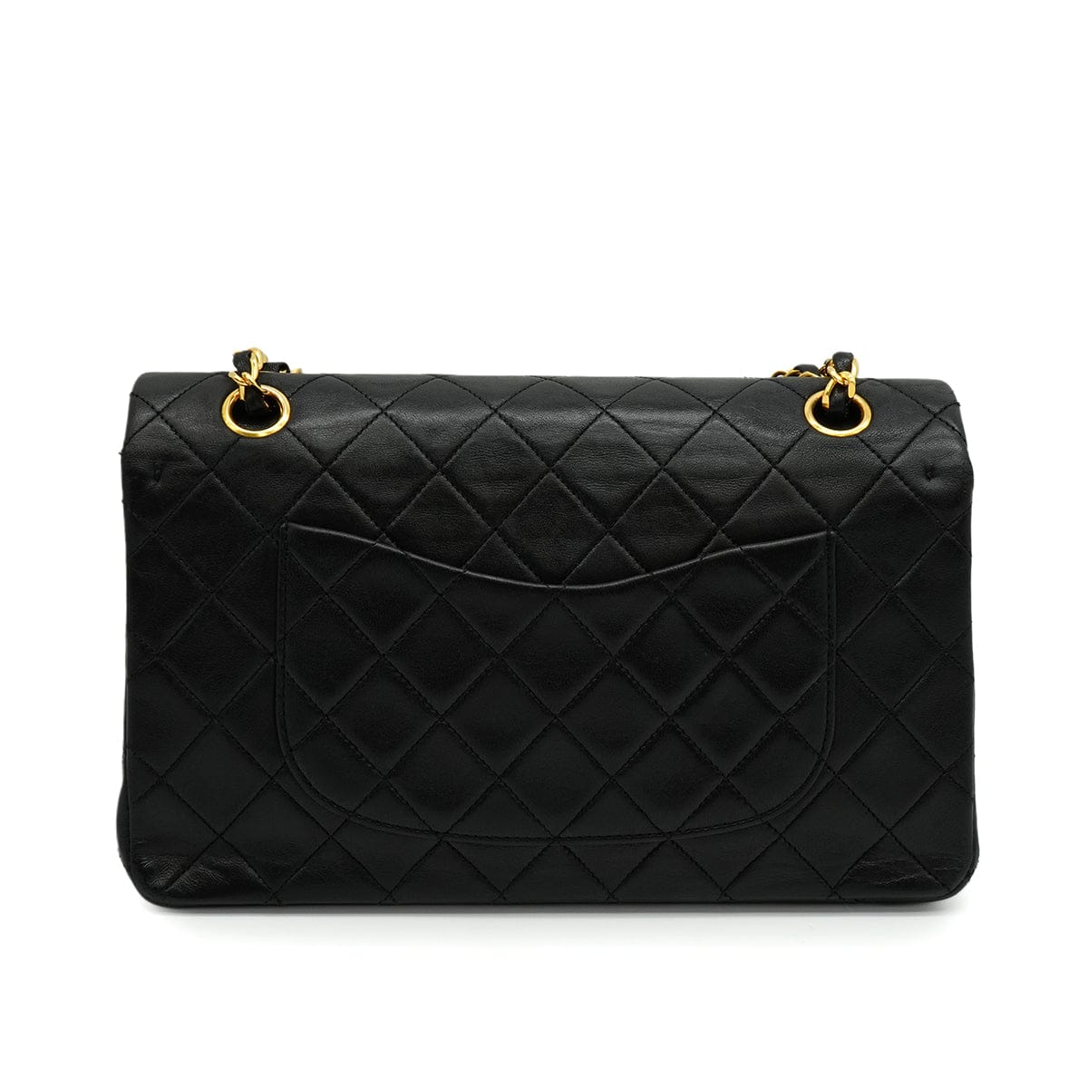 Luxury Promise Japan VINTAGE CHANEL CLASSIC FLAP MEDIUM CHAIN SHOULDER BAG BLACK LAMB SKIN GOLD HARDWARE 90328464