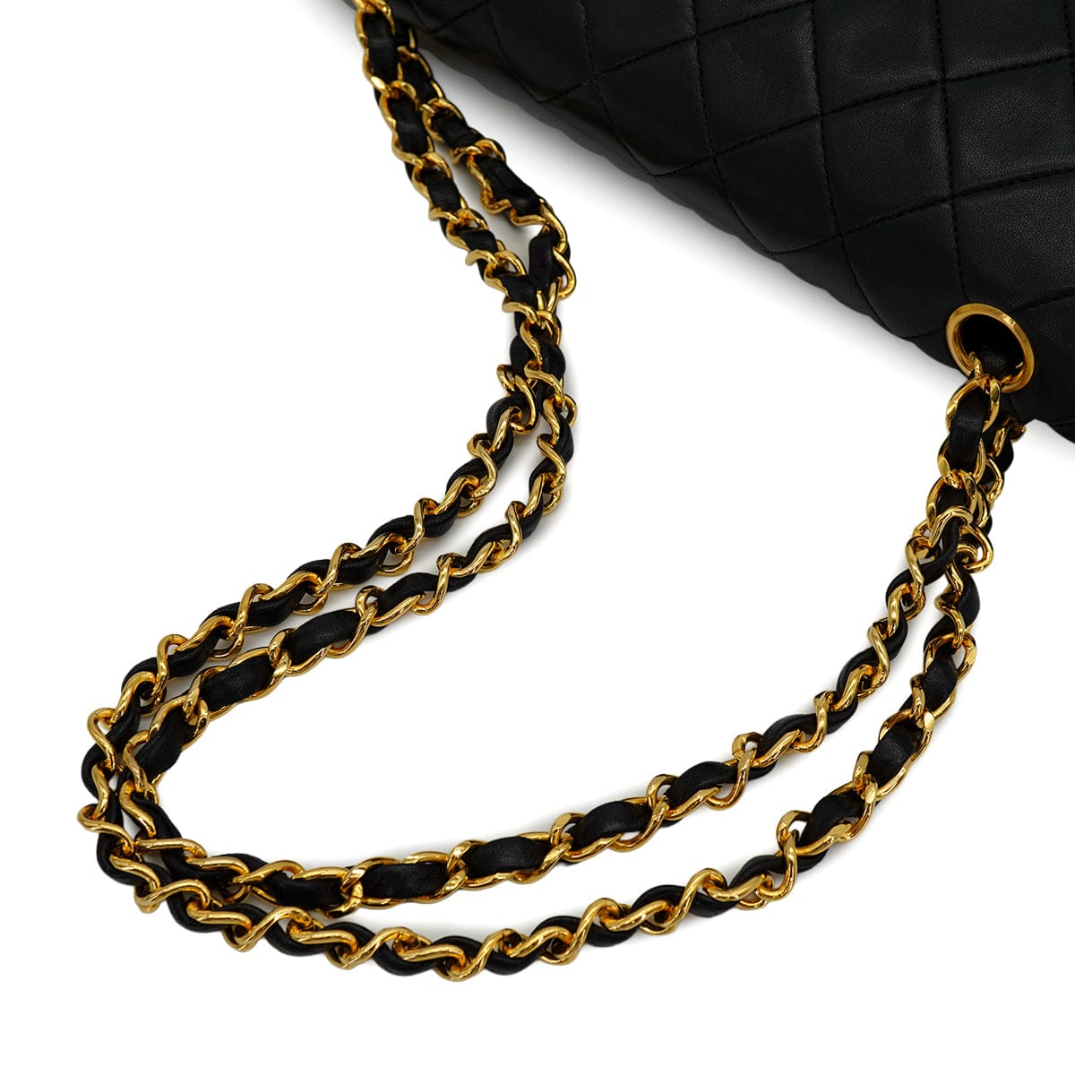 Luxury Promise Japan VINTAGE CHANEL CLASSIC FLAP MEDIUM CHAIN SHOULDER BAG BLACK LAMB SKIN GOLD HARDWARE 90333179