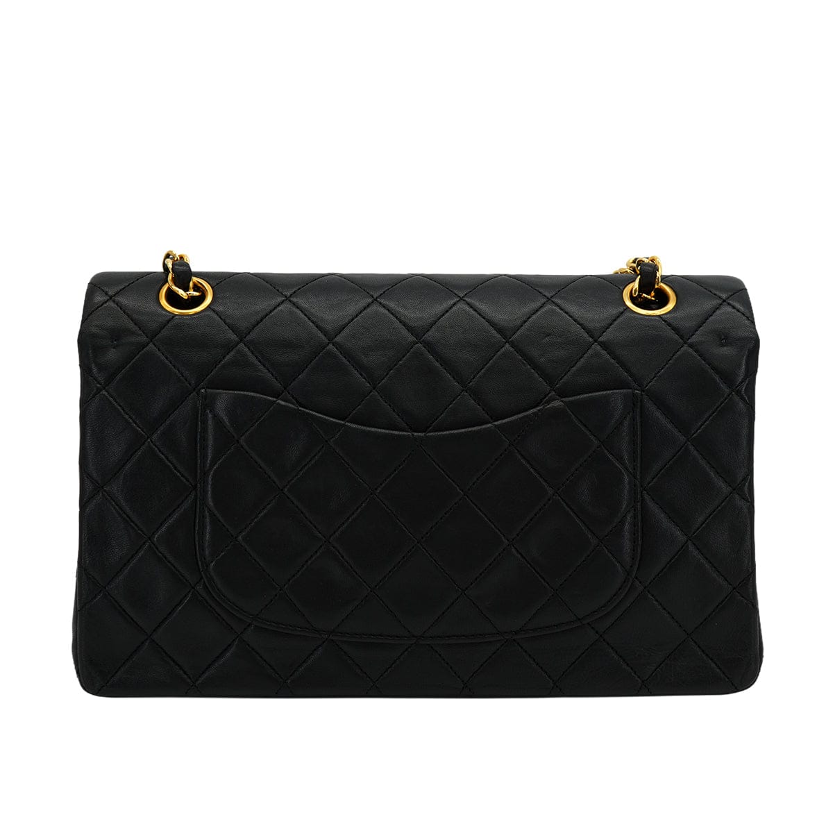 Luxury Promise Japan VINTAGE CHANEL CLASSIC FLAP MEDIUM CHAIN SHOULDER BAG BLACK LAMB SKIN GOLD HARDWARE 90333179