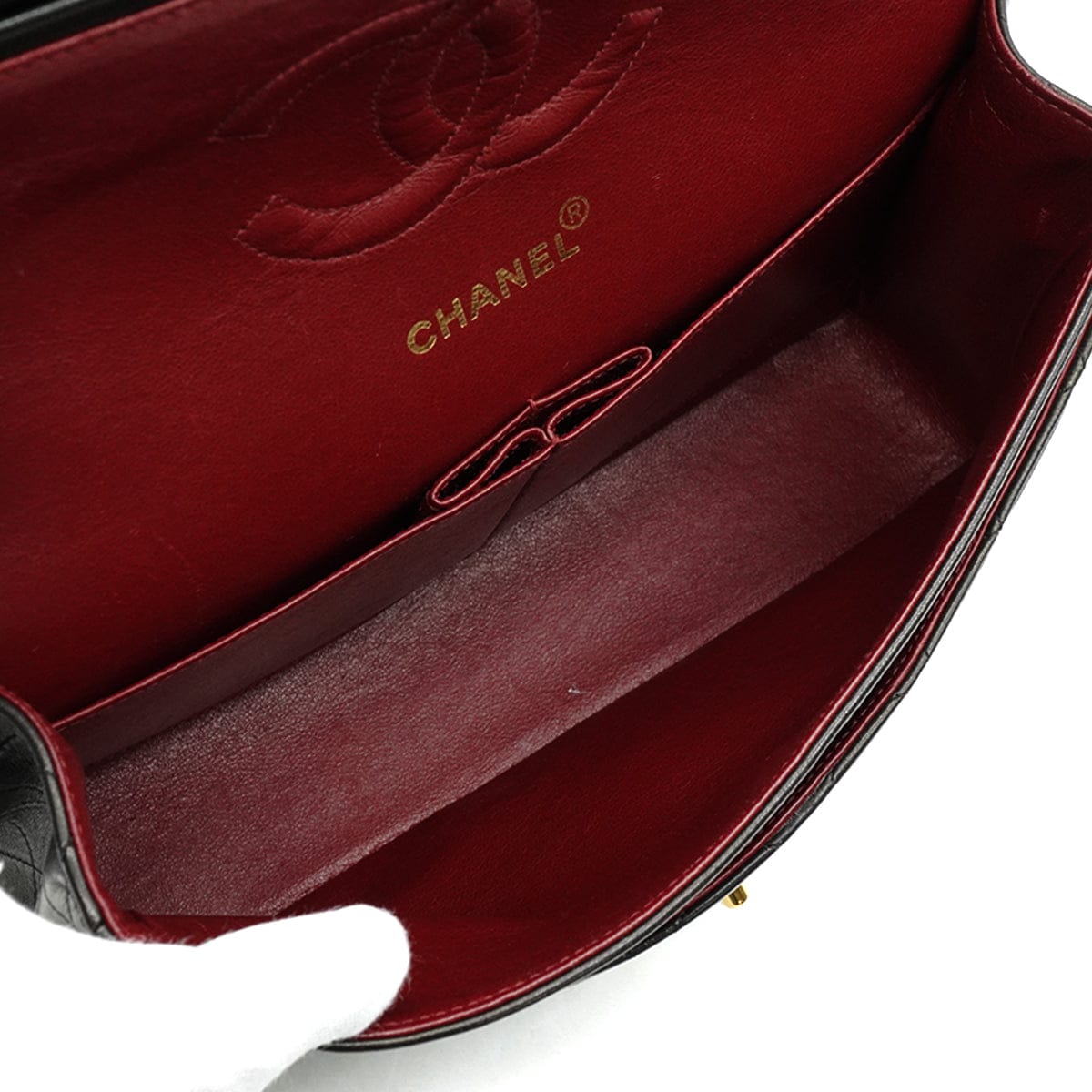 Luxury Promise Japan VINTAGE CHANEL CLASSIC FLAP MEDIUM CHAIN SHOULDER BAG BLACK LAMB SKIN GOLD HARDWARE 90343612