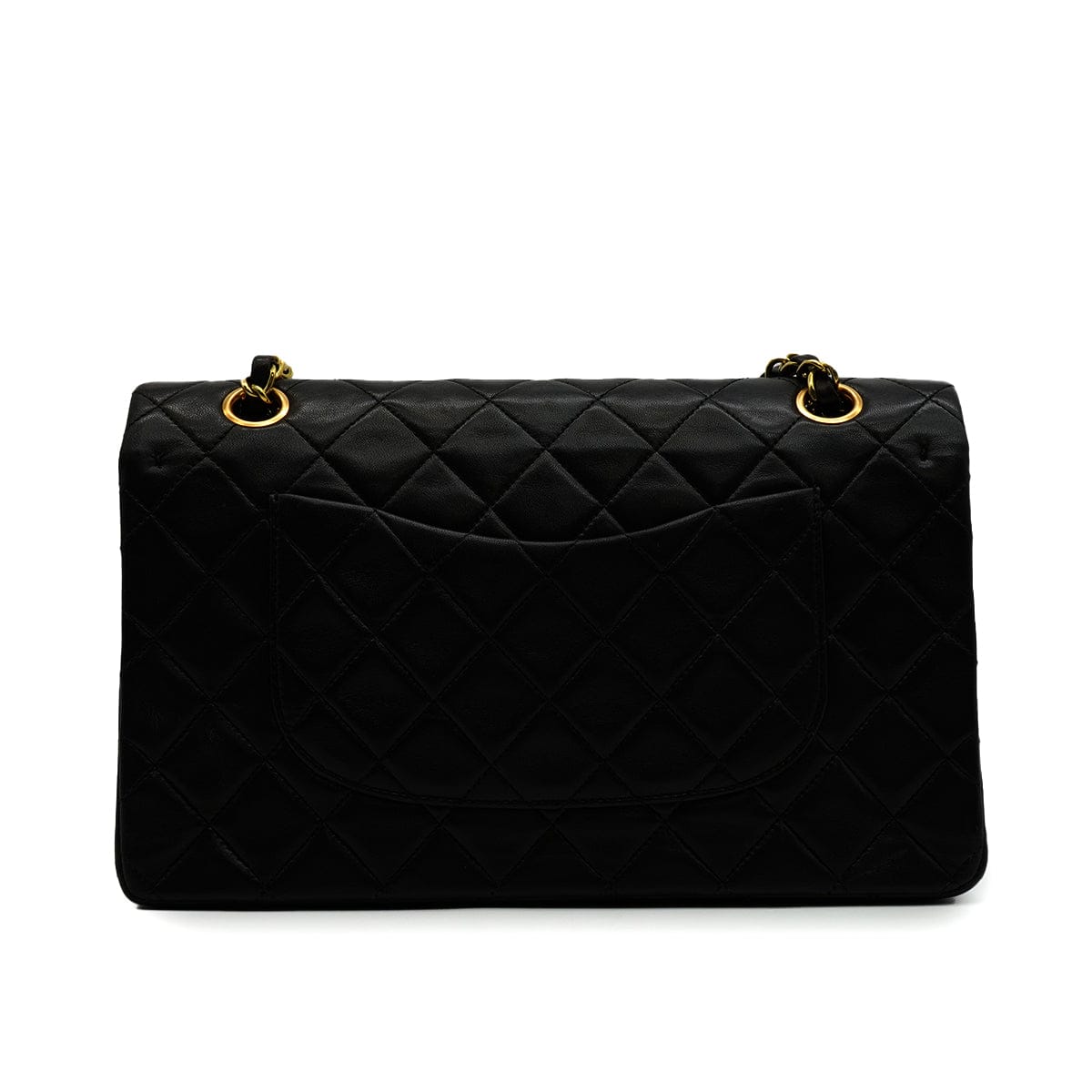 Luxury Promise Japan VINTAGE CHANEL CLASSIC FLAP MEDIUM CHAIN SHOULDER BAG BLACK LAMB SKIN GOLD HARDWARE 90343612