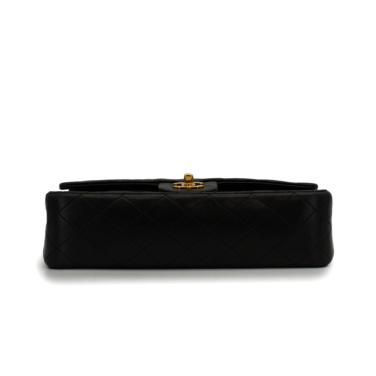 Luxury Promise Japan VINTAGE CHANEL CLASSIC FLAP MEDIUM CHAIN SHOULDER BAG BLACK LAMB SKIN GOLD HARDWARE 90343625