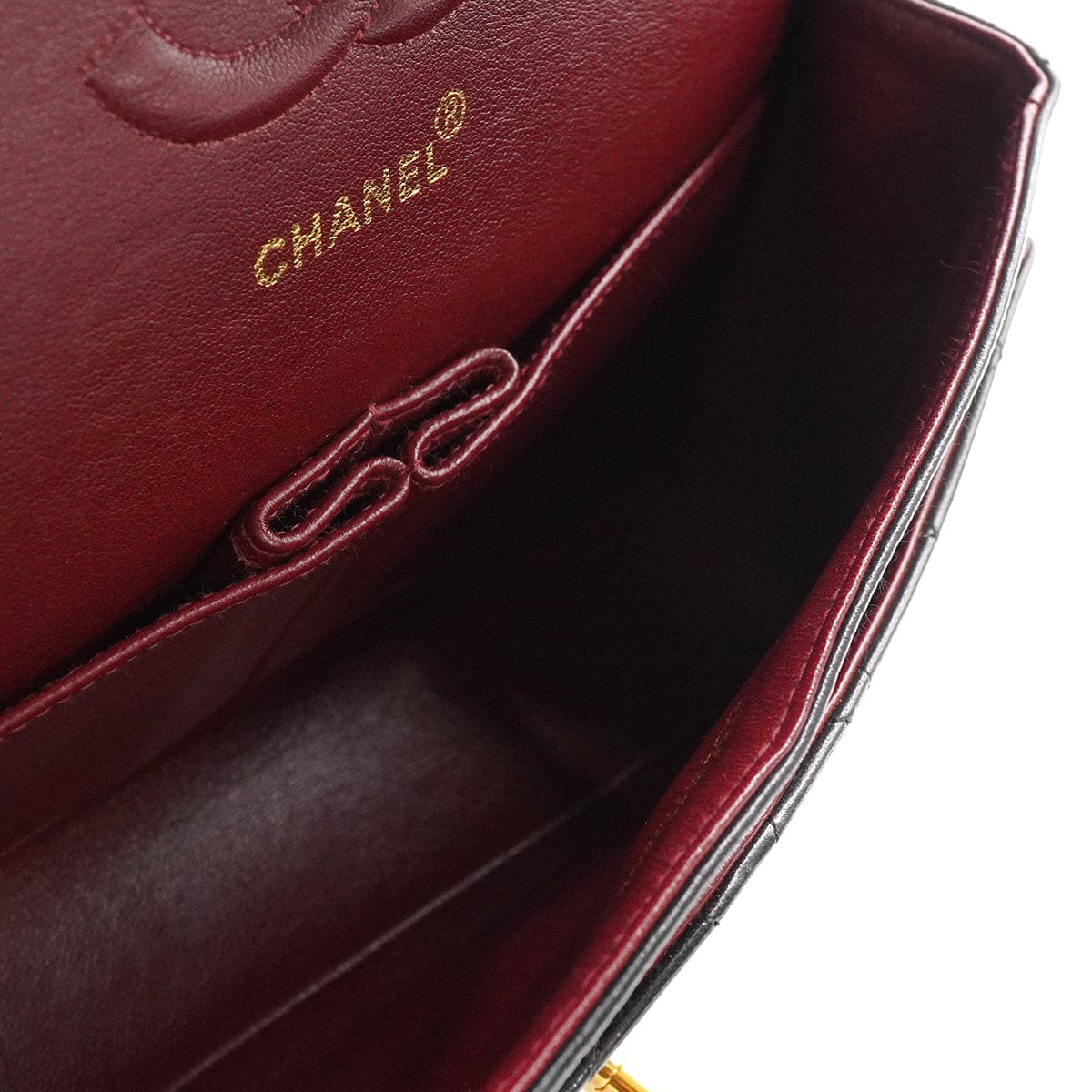 Luxury Promise Japan VINTAGE CHANEL CLASSIC FLAP MEDIUM CHAIN SHOULDER BAG BLACK LAMB SKIN GOLD HARDWARE 90343908
