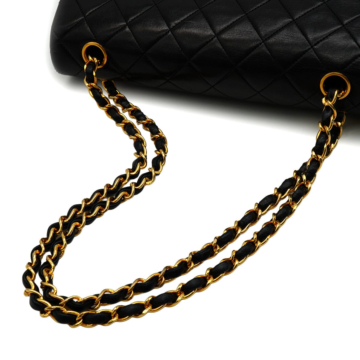 Luxury Promise Japan VINTAGE CHANEL CLASSIC FLAP MEDIUM CHAIN SHOULDER BAG BLACK LAMB SKIN GOLD HARDWARE 90343908