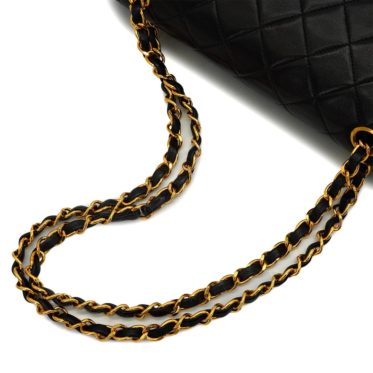 Luxury Promise Japan VINTAGE CHANEL CLASSIC FLAP MEDIUM CHAIN SHOULDER BAG BLACK LAMB SKIN GOLD HARDWARE 90343945