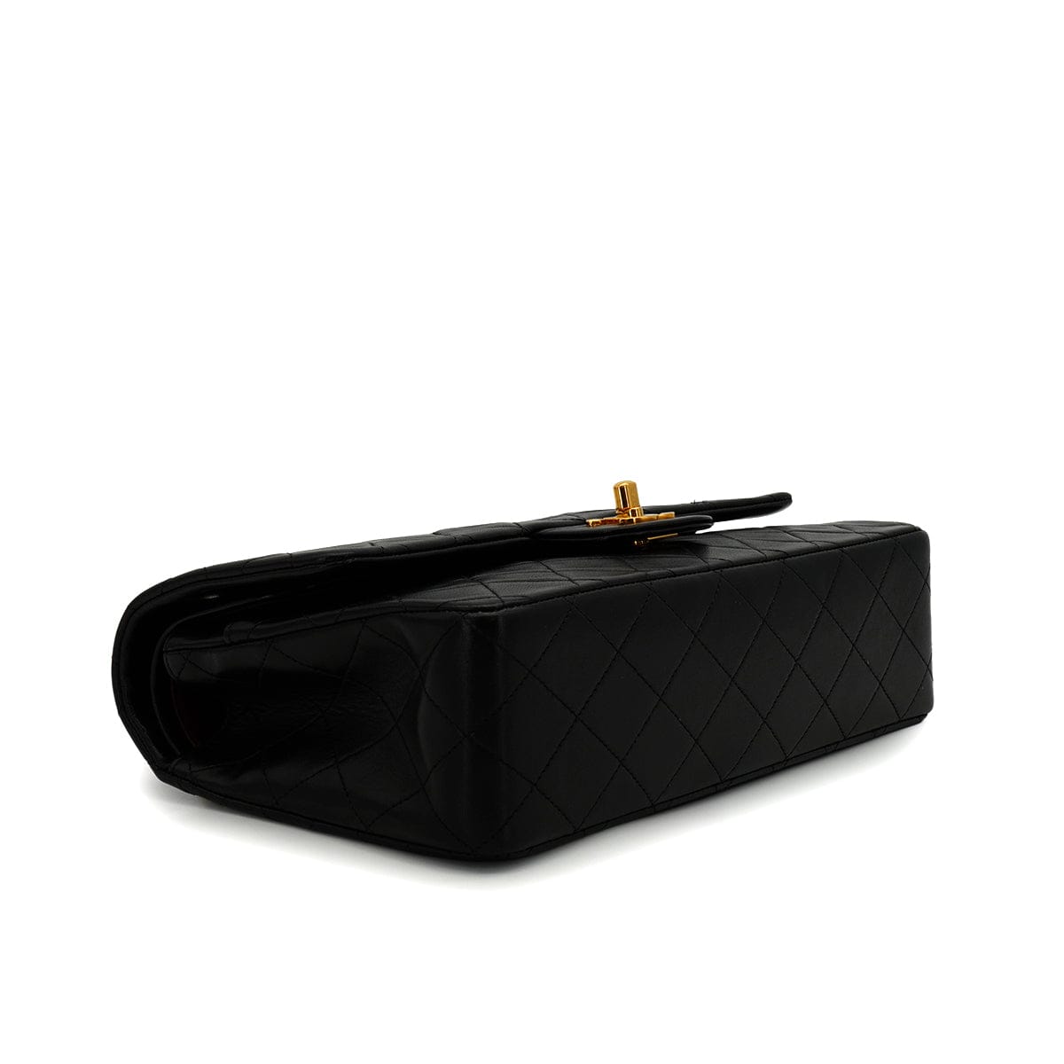 Luxury Promise Japan VINTAGE CHANEL CLASSIC FLAP MEDIUM CHAIN SHOULDER BAG BLACK LAMB SKIN GOLD HARDWARE 90343946