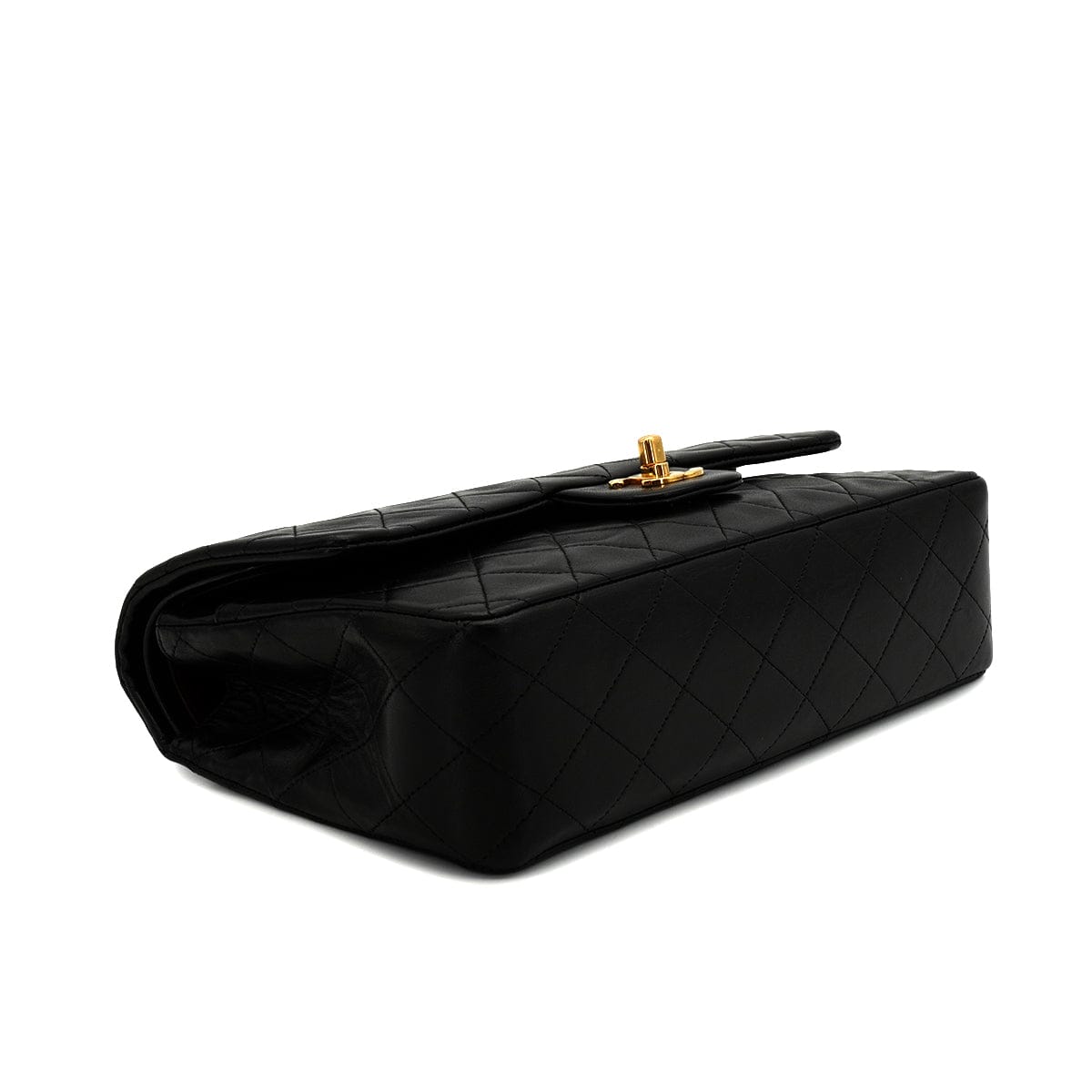 Luxury Promise Japan VINTAGE CHANEL CLASSIC FLAP MEDIUM CHAIN SHOULDER BAG BLACK LAMB SKIN GOLD HARDWARE 90343950