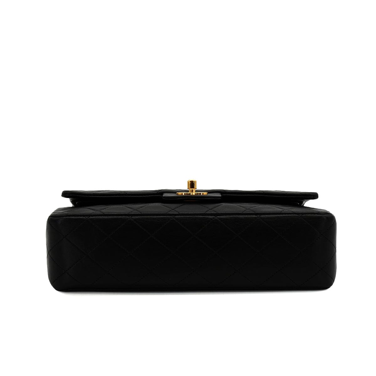Luxury Promise Japan VINTAGE CHANEL CLASSIC FLAP MEDIUM CHAIN SHOULDER BAG BLACK LAMB SKIN GOLD HARDWARE 90343950
