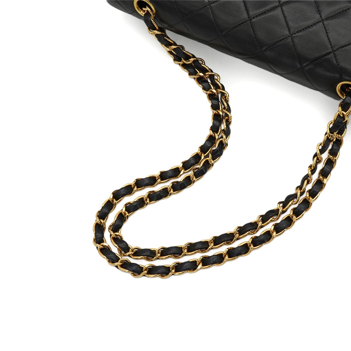 Luxury Promise Japan VINTAGE CHANEL CLASSIC FLAP MEDIUM CHAIN SHOULDER BAG BLACK LAMB SKIN GOLD HARDWARE 90344448