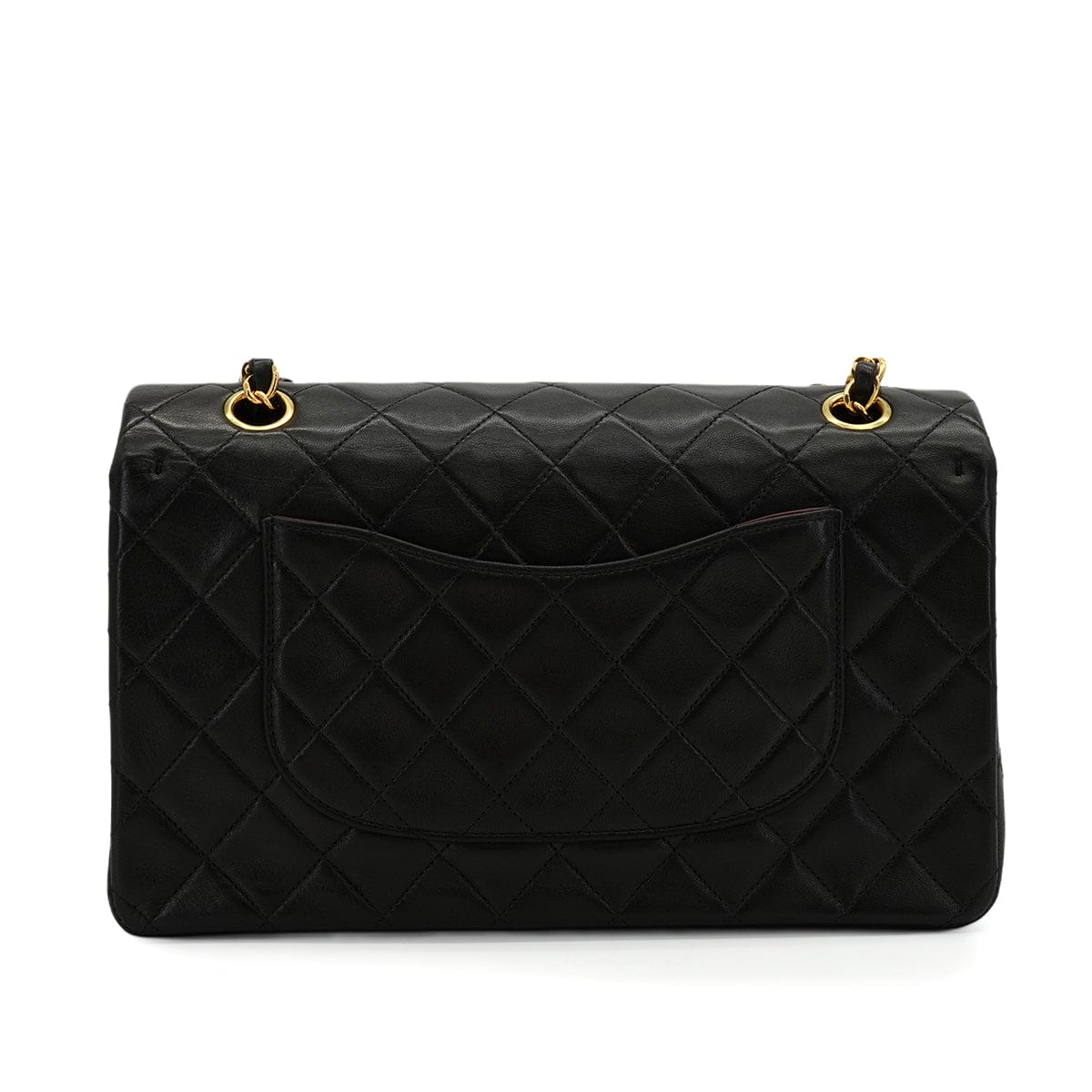 Luxury Promise Japan VINTAGE CHANEL CLASSIC FLAP MEDIUM CHAIN SHOULDER BAG BLACK LAMB SKIN GOLD HARDWARE 90344448