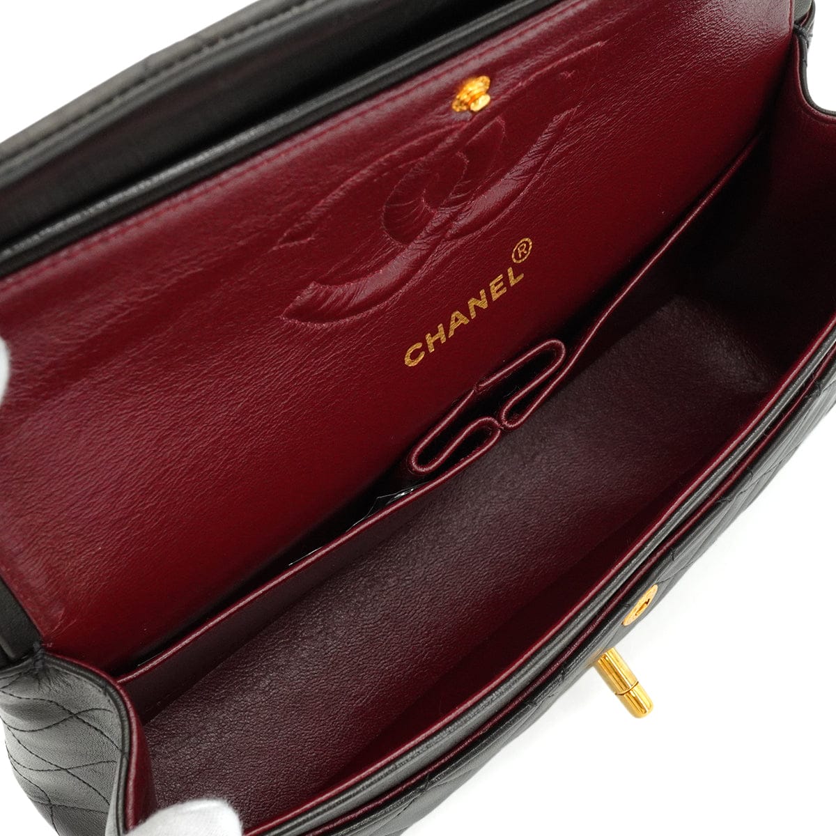 Luxury Promise Japan VINTAGE CHANEL CLASSIC FLAP MEDIUM CHAIN SHOULDER BAG BLACK LAMB SKIN GOLD HARDWARE 90346127