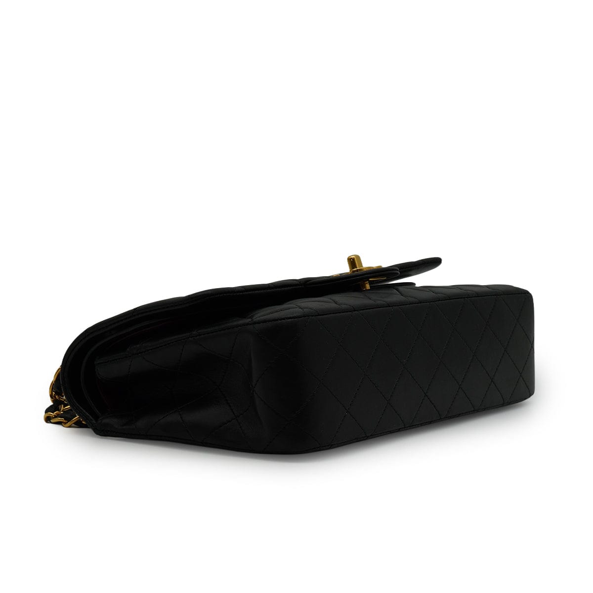 Luxury Promise Japan VINTAGE CHANEL CLASSIC FLAP MEDIUM CHAIN SHOULDER BAG BLACK LAMB SKIN GOLD HARDWARE 90346671