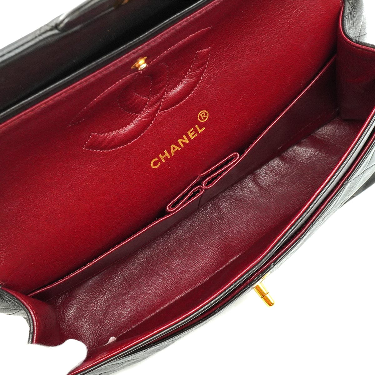 Luxury Promise Japan VINTAGE CHANEL CLASSIC FLAP MEDIUM CHAIN SHOULDER BAG BLACK LAMB SKIN GOLD HARDWARE 90347156