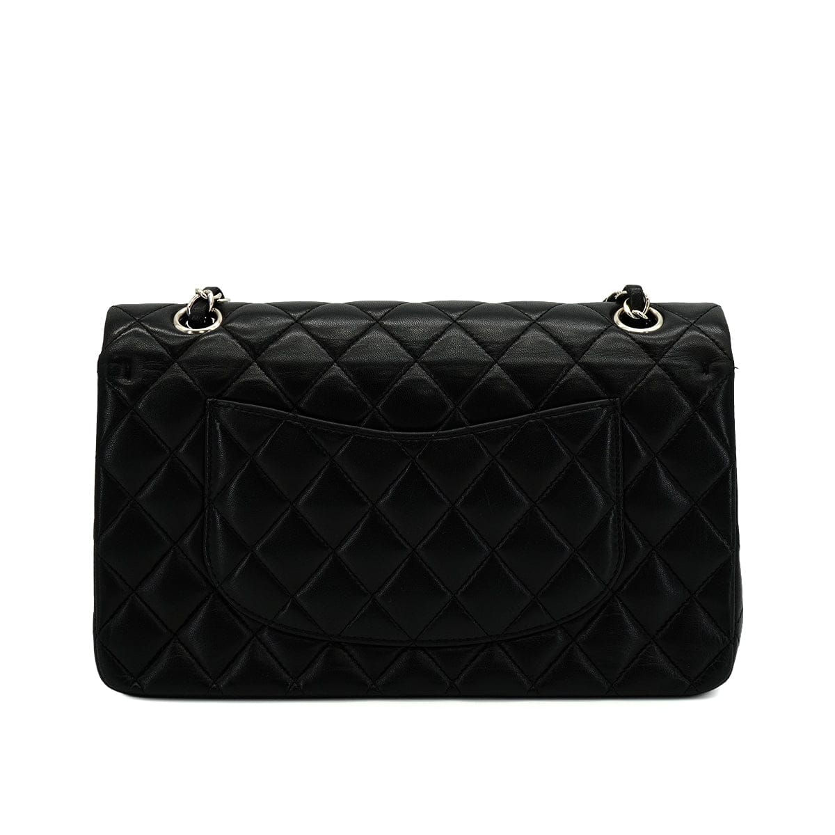 Luxury Promise Japan VINTAGE CHANEL CLASSIC FLAP MEDIUM CHAIN SHOULDER BAG BLACK LAMB SKIN SILVER HARDWARE 90344389