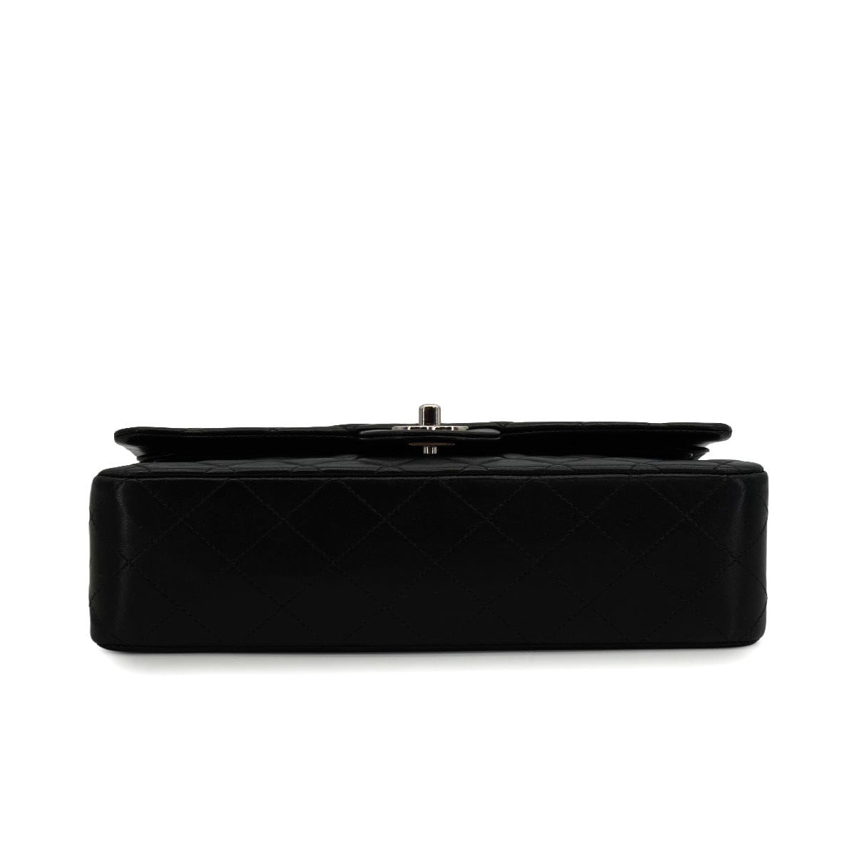 Luxury Promise Japan VINTAGE CHANEL CLASSIC FLAP MEDIUM CHAIN SHOULDER BAG BLACK LAMB SKIN SILVER HARDWARE 90344446