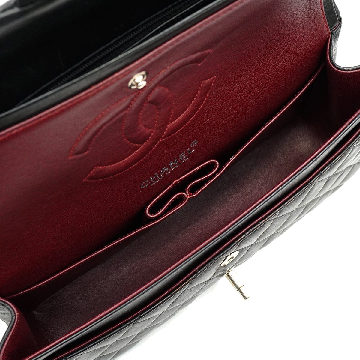 Luxury Promise Japan VINTAGE CHANEL CLASSIC FLAP MEDIUM CHAIN SHOULDER BAG BLACK LAMB SKIN SILVER HARDWARE 90345067