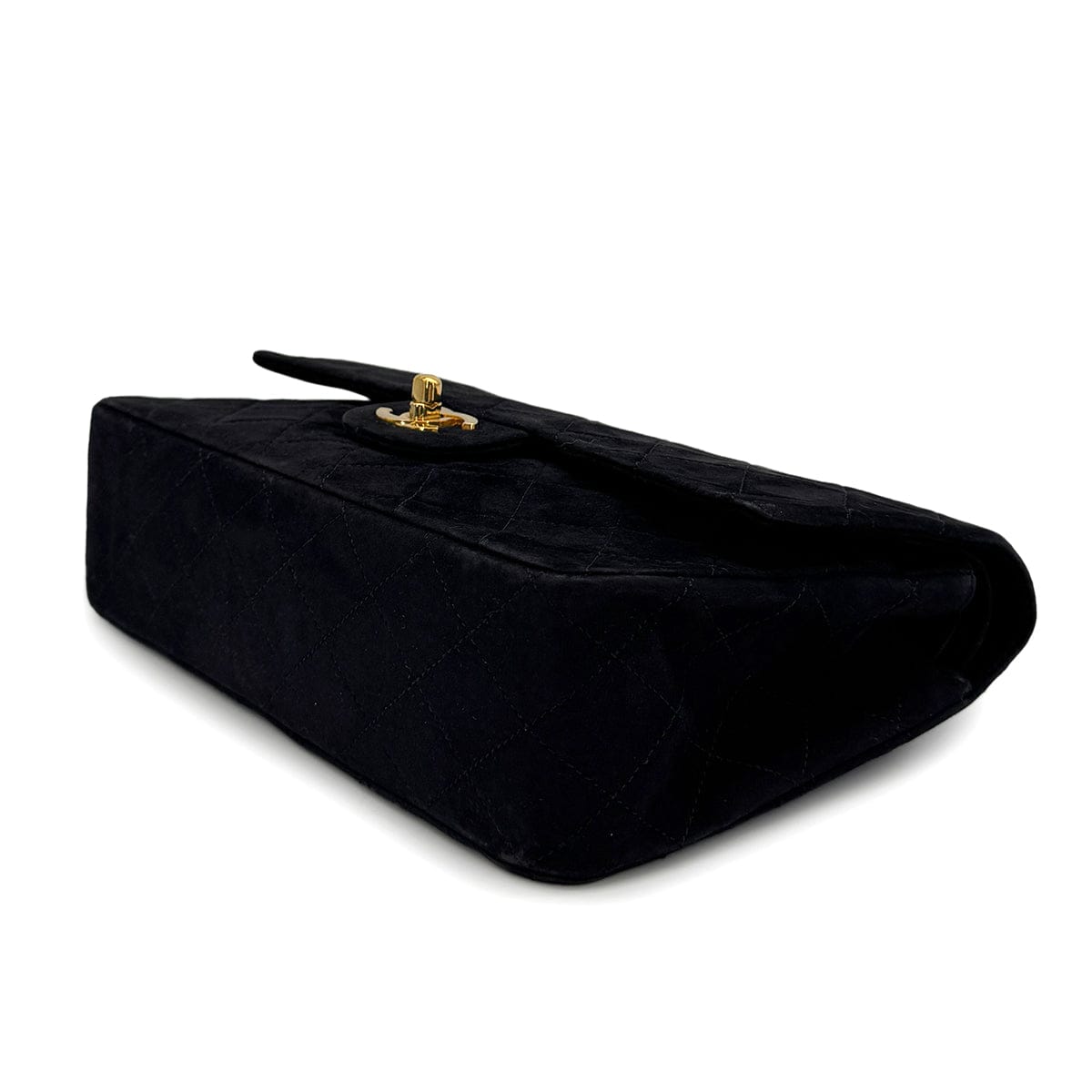 Luxury Promise Japan VINTAGE CHANEL CLASSIC FLAP MEDIUM CHAIN SHOULDER BAG BLACK SUEDE GOLD HARDWARE 90321627