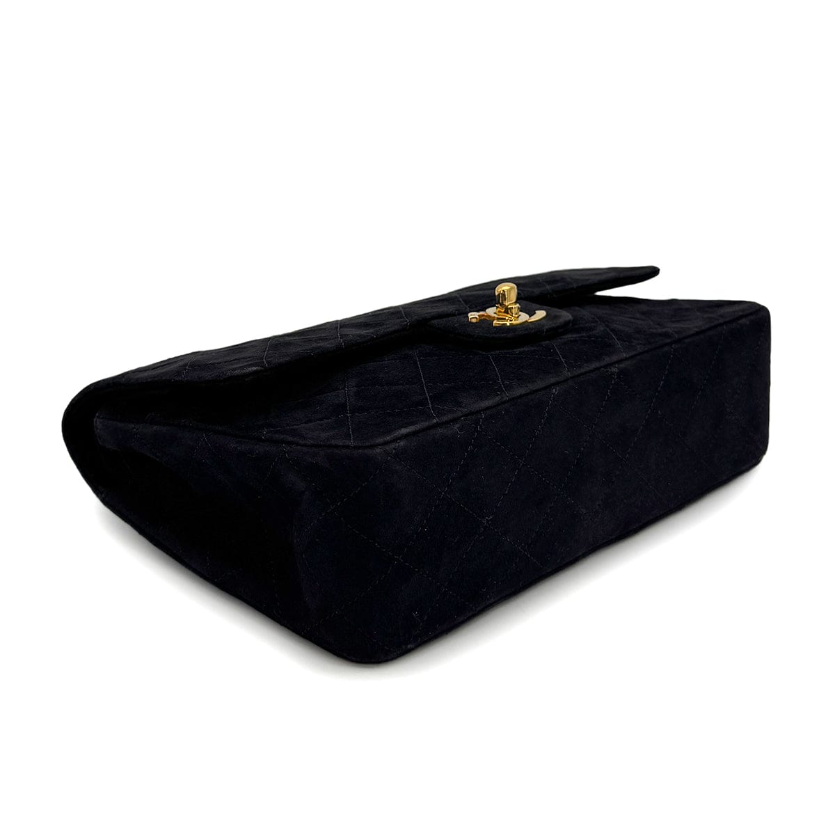 Luxury Promise Japan VINTAGE CHANEL CLASSIC FLAP MEDIUM CHAIN SHOULDER BAG BLACK SUEDE GOLD HARDWARE 90321627