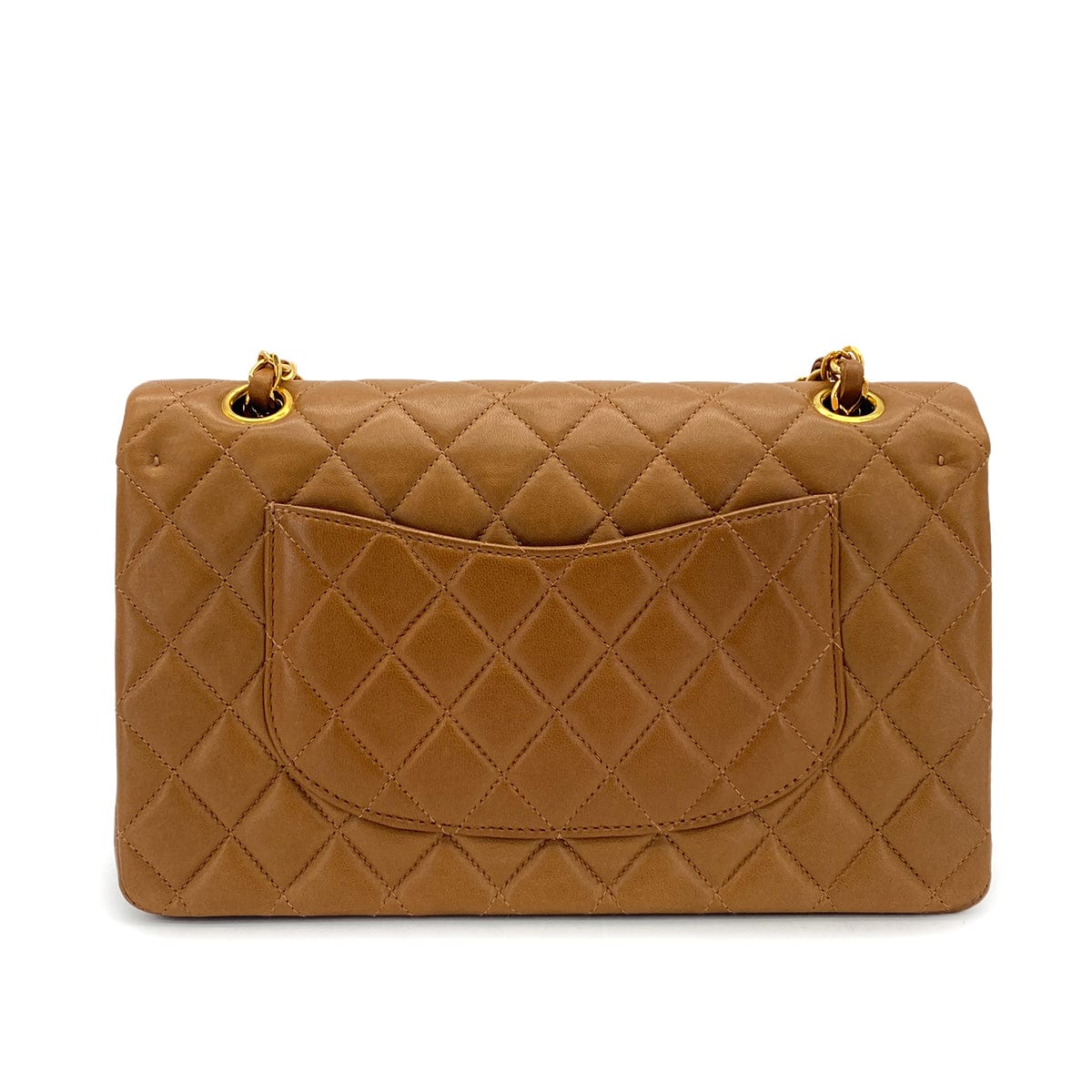 Luxury Promise Japan VINTAGE CHANEL CLASSIC FLAP MEDIUM CHAIN SHOULDER BAG BROWN LAMB SKIN GOLD HARDWARE 90324816