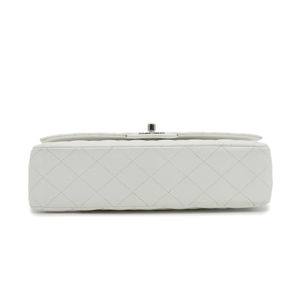 Luxury Promise Japan VINTAGE CHANEL CLASSIC FLAP MEDIUM CHAIN SHOULDER BAG WHITE CAVIR SKIN SILVER HARDWARE 90343863