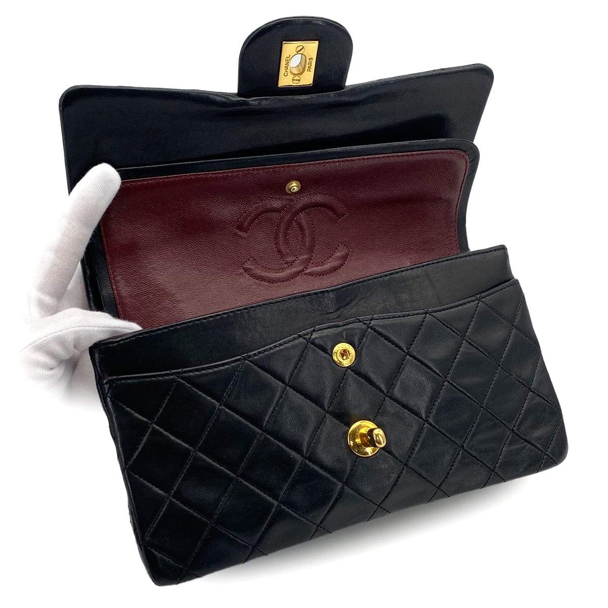 Luxury Promise Japan VINTAGE CHANEL CLASSIC FLAP SMALL CHAIN SHOULDER BAG BLACK LAMB SKIN GOLD HARDWARE 90314372