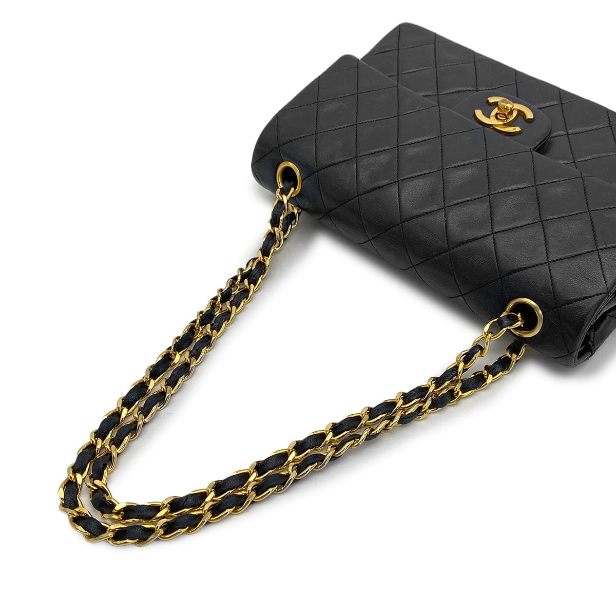Luxury Promise Japan VINTAGE CHANEL CLASSIC FLAP SMALL CHAIN SHOULDER BAG BLACK LAMB SKIN GOLD HARDWARE 90315012