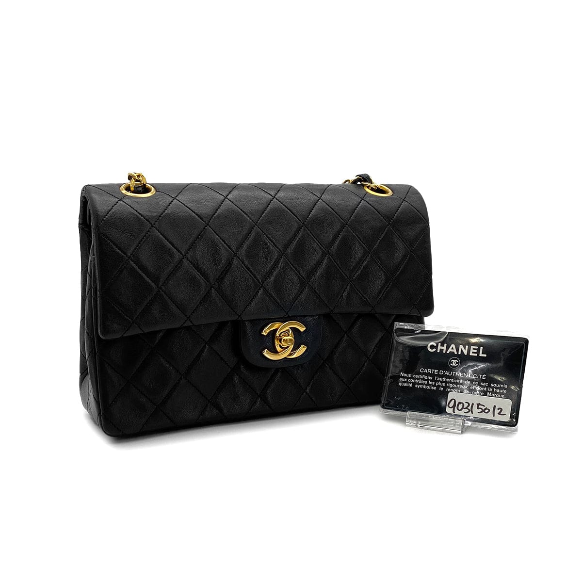 Luxury Promise Japan VINTAGE CHANEL CLASSIC FLAP SMALL CHAIN SHOULDER BAG BLACK LAMB SKIN GOLD HARDWARE 90315012
