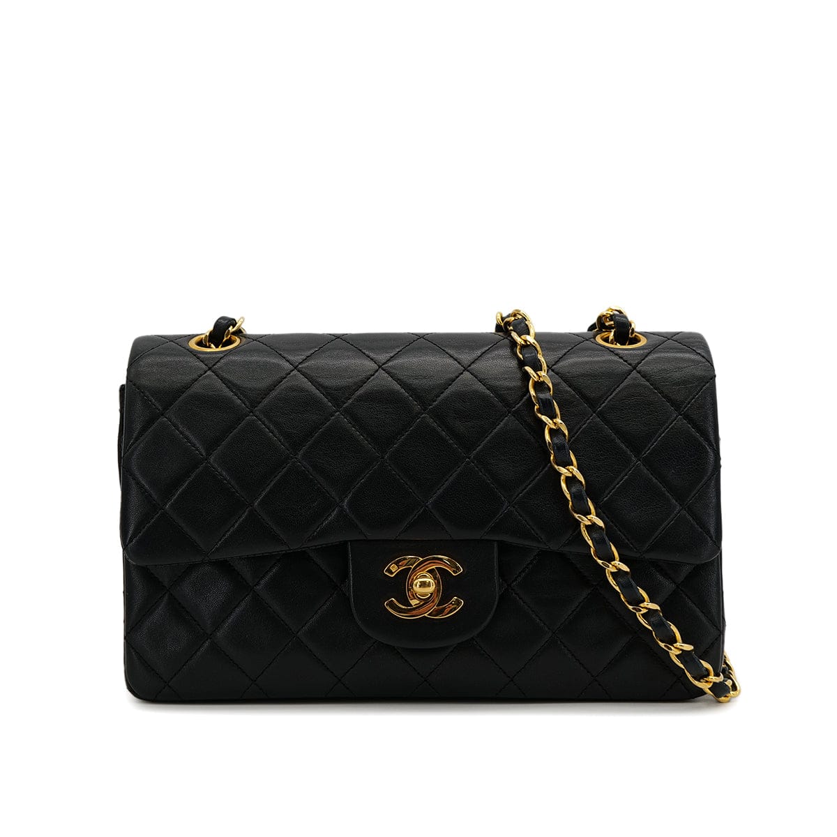 Luxury Promise Japan VINTAGE CHANEL CLASSIC FLAP SMALL CHAIN SHOULDER BAG BLACK LAMB SKIN GOLD HARDWARE 90323201