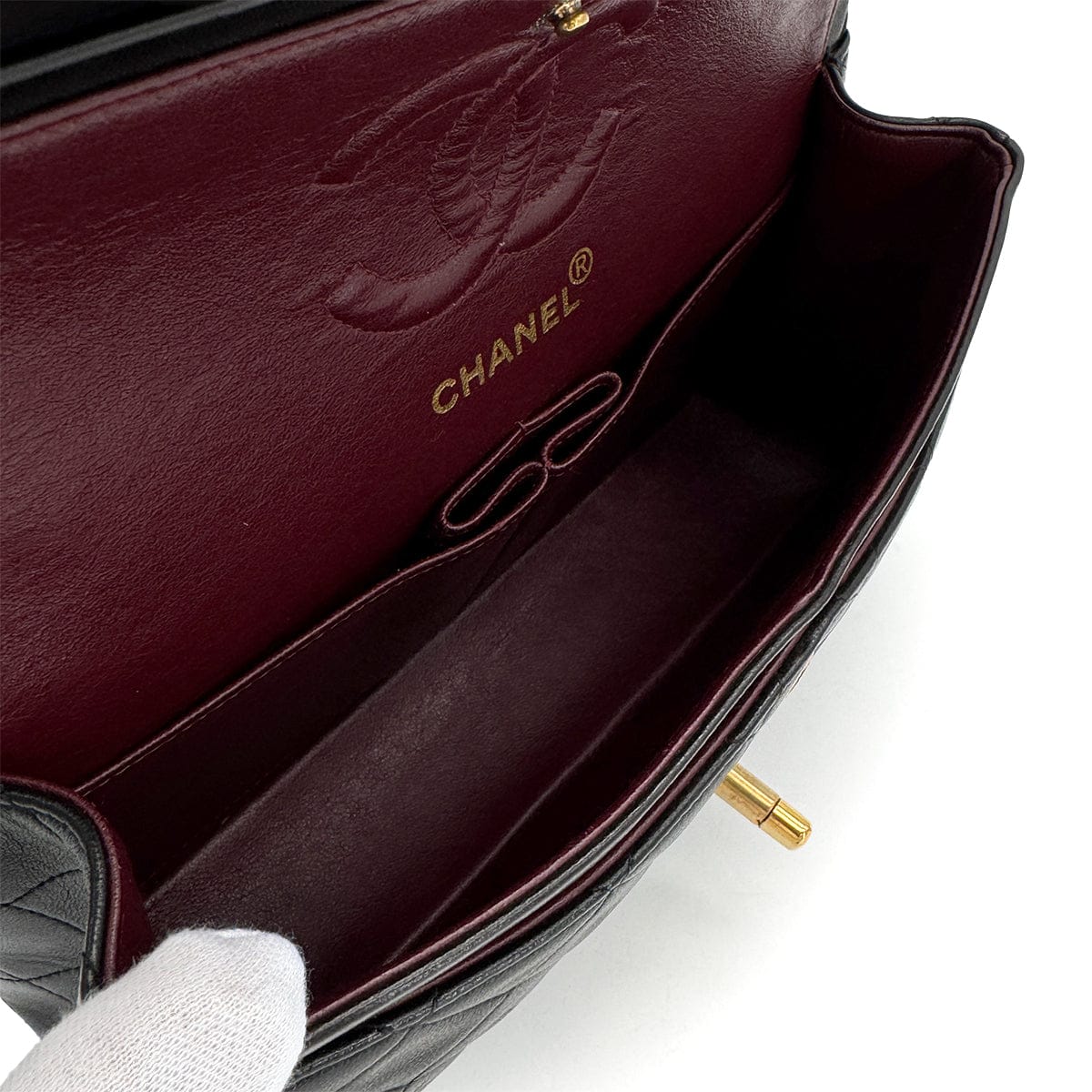 Luxury Promise Japan VINTAGE CHANEL CLASSIC FLAP SMALL CHAIN SHOULDER BAG BLACK LAMB SKIN GOLD HARDWARE 90323457