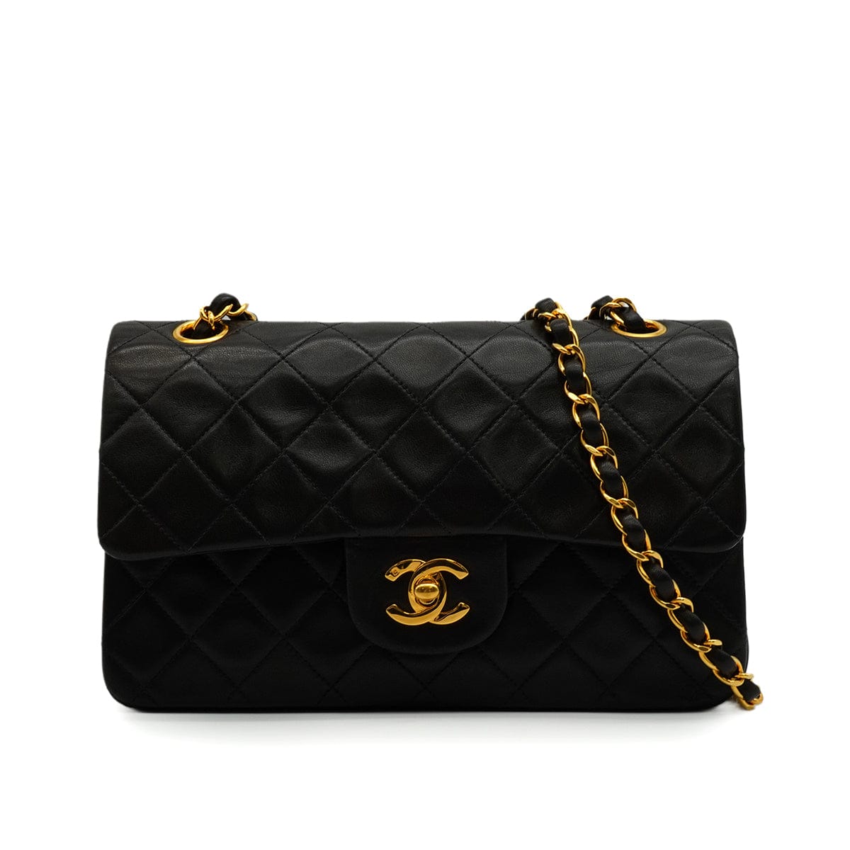 Luxury Promise Japan VINTAGE CHANEL CLASSIC FLAP SMALL CHAIN SHOULDER BAG BLACK LAMB SKIN GOLD HARDWARE 90344371