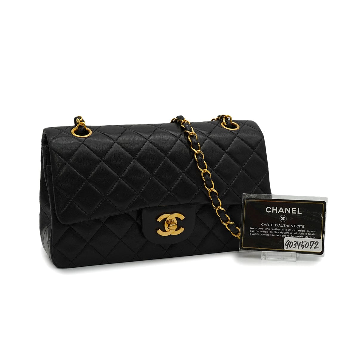 Luxury Promise Japan VINTAGE CHANEL CLASSIC FLAP SMALL CHAIN SHOULDER BAG BLACK LAMB SKIN GOLD HARDWARE 90345072
