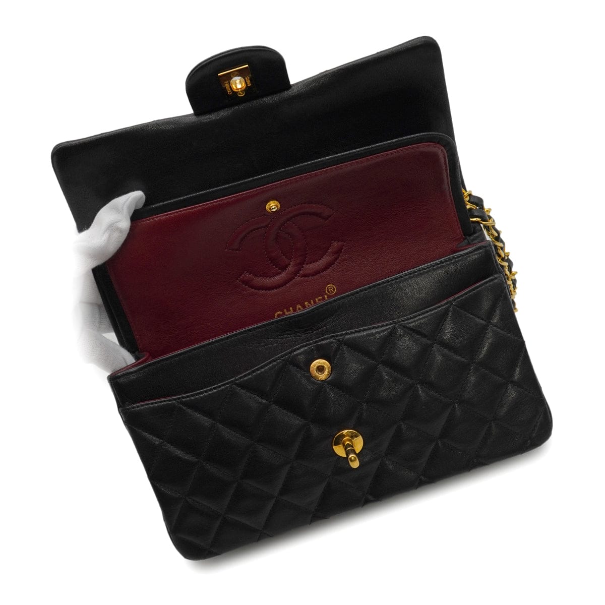 Luxury Promise Japan VINTAGE CHANEL CLASSIC FLAP SMALL CHAIN SHOULDER BAG BLACK LAMB SKIN GOLD HARDWARE 90345072